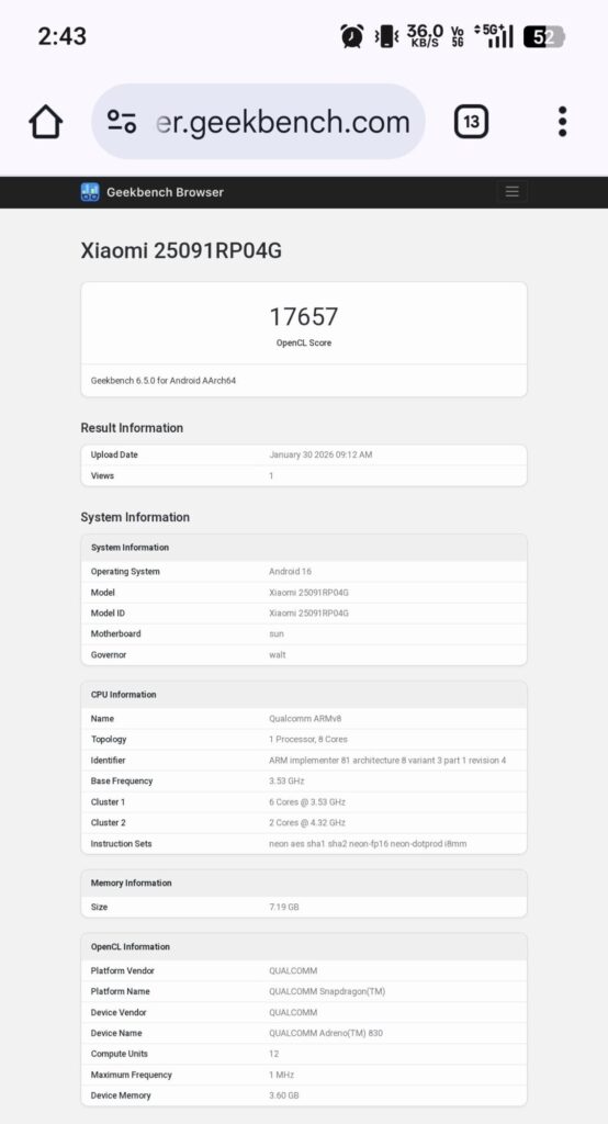 Xiaomi Pad 8 Pro Global Variant Leaks on Geekbench 1