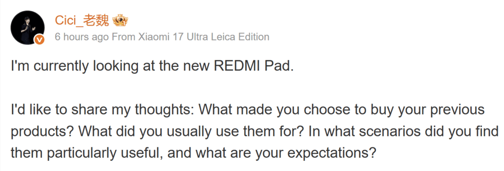 Xiaomi Confirms New REDMI Pad 2026