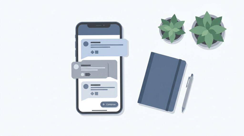 Email outreach on smartphone to find Pinterest management clients for a work from home side hustle